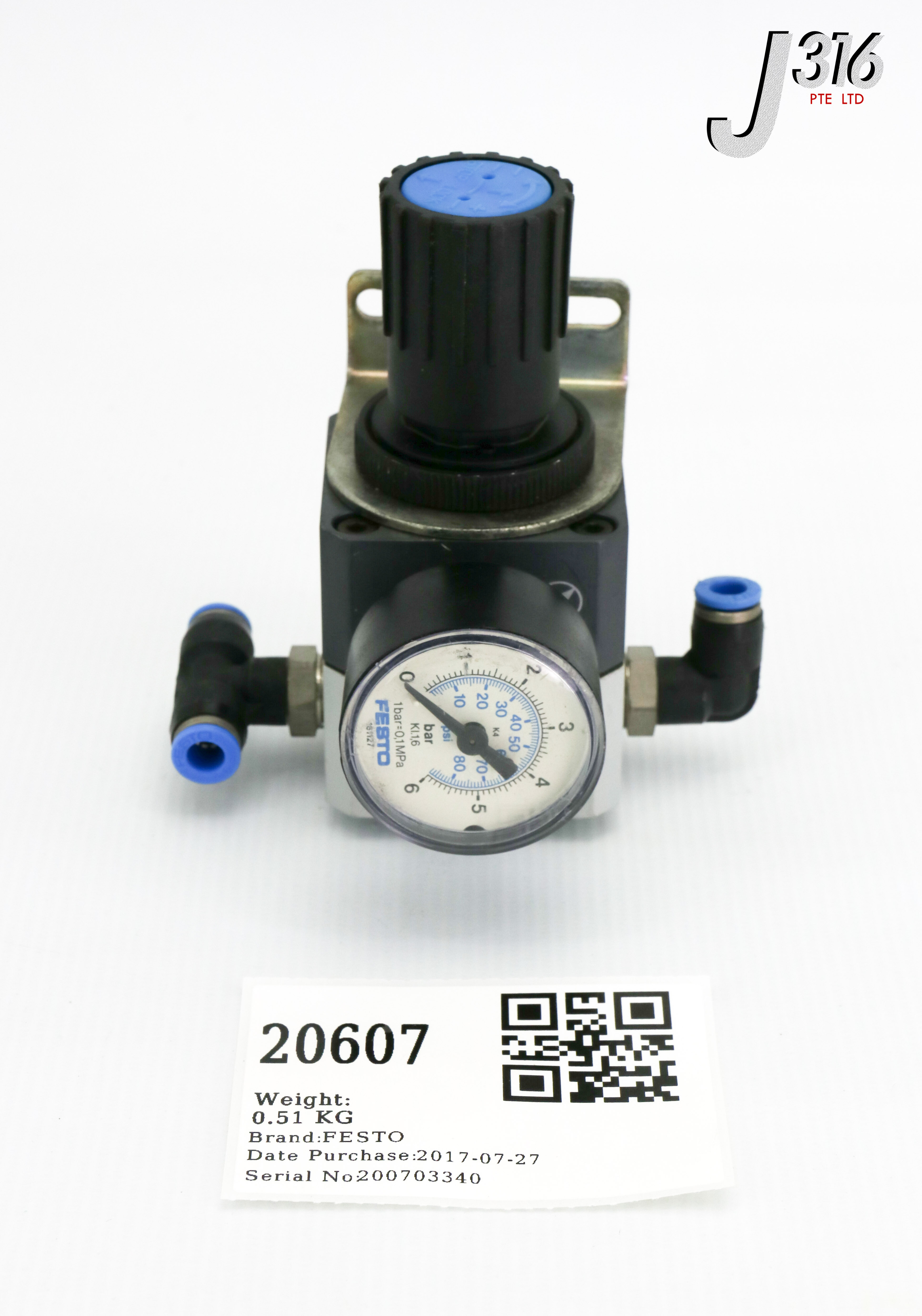 その他 B 20607 FESTO PNEUMATIC REGULATOR 159501 W/ GAUGE 161127 LRP-1/4-4